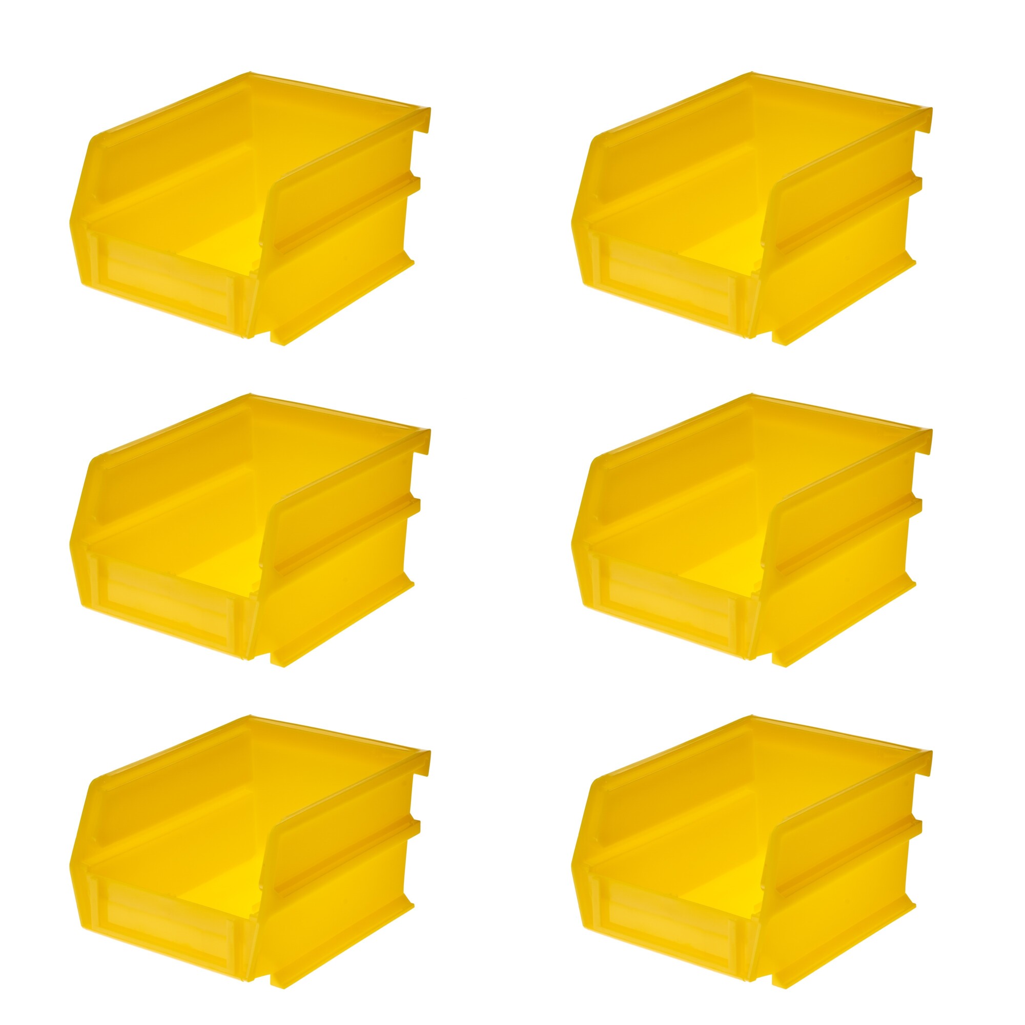 Triton Products LocBin Hanging and Interlocking Bins, 6-Pk., Yellow, 5.37in.L x 4.12in.W x 3in.H, Model# 3-210Y-6